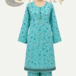 Premium Lawn Print 2 Piece Stitched Suit (Sea Green Blue)